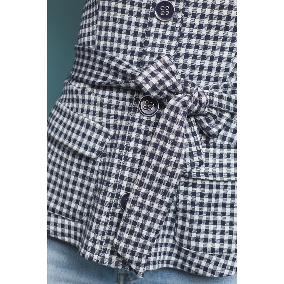 Eva Franco Anthropologie Strapless Gingham Belted Button Front Top - Picture 3 of 6